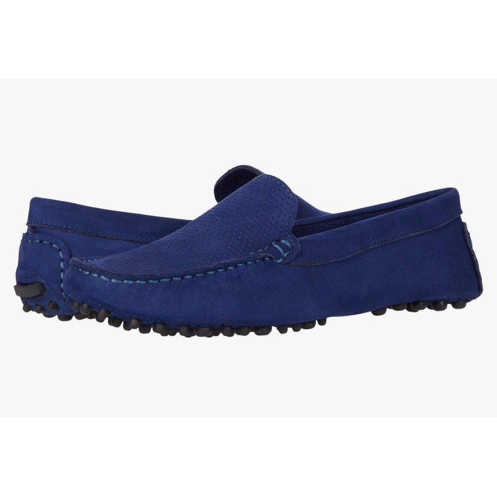 Massimo Matteo Perf Venetian Driver Blue Nubuck Size 7.5 Loafer Flat Moccasin